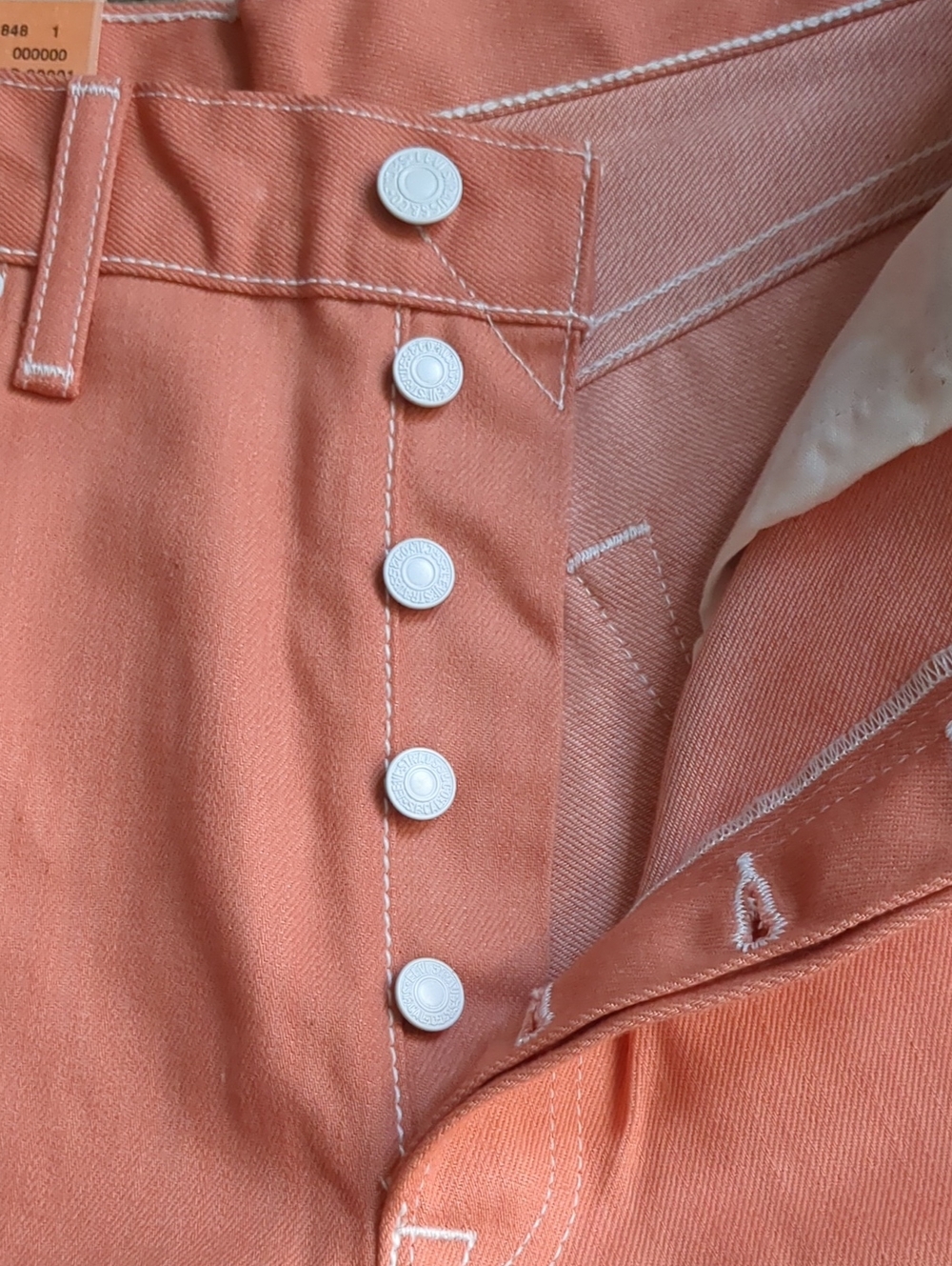 Levi's Men's 34 x 30 501 Shrink-To-Fit Raw Unwashed Denim Coral Jeans NWT - Picture 10 of 10